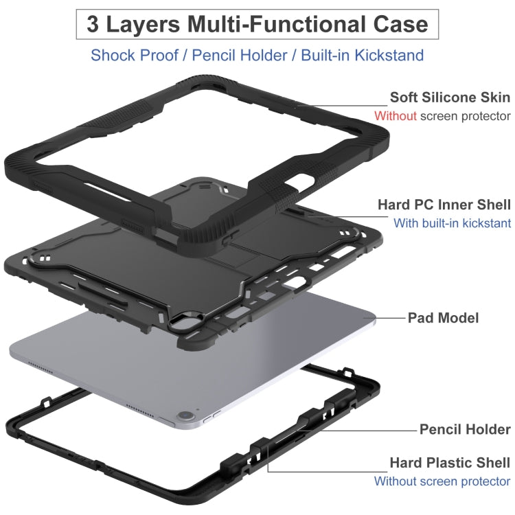 For iPad Air 13 2025 / 2024 Shockproof Silicone Hybrid PC Tablet Case with Holder(Black) by bashfashion
