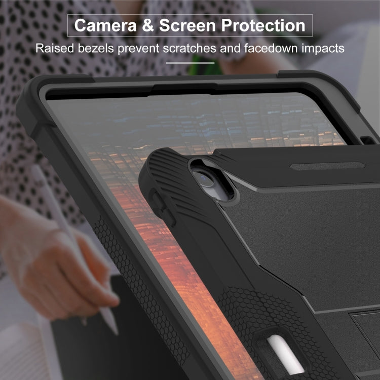 For iPad Air 13 2025 / 2024 Shockproof Silicone Hybrid PC Tablet Case with Holder(Black) by bashfashion