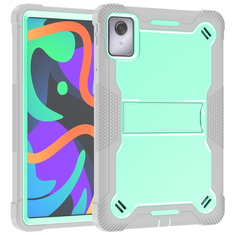 For Lenovo Tab M11 / Xiaoxin Pad 11 2024 Shockproof Silicone Hybrid PC Tablet Case with Holder(Mint Green + Grey) by bashfashion