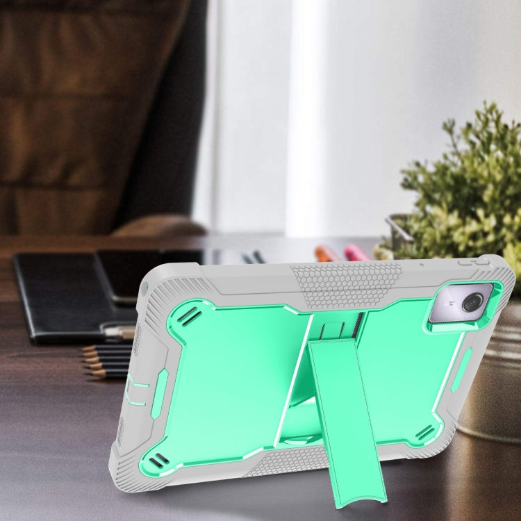 For Lenovo Tab M11 / Xiaoxin Pad 11 2024 Shockproof Silicone Hybrid PC Tablet Case with Holder(Mint Green + Grey) by bashfashion