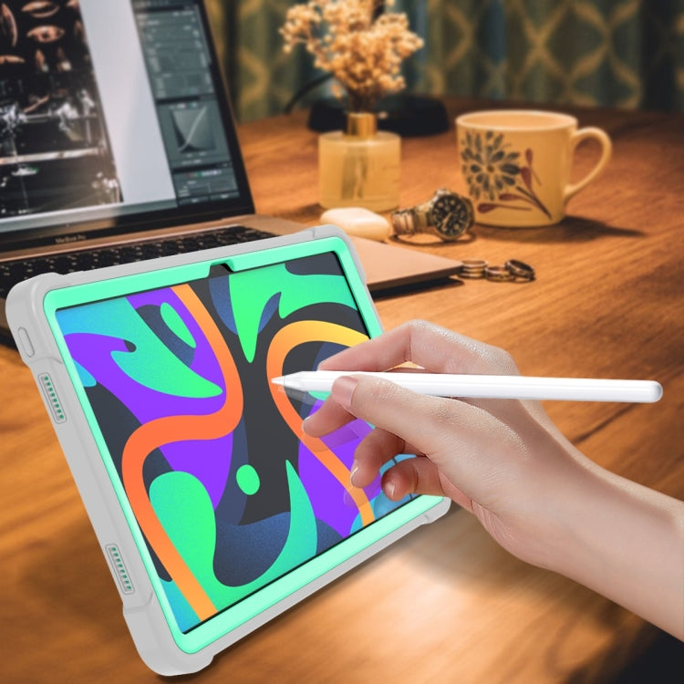 For Lenovo Tab M11 / Xiaoxin Pad 11 2024 Shockproof Silicone Hybrid PC Tablet Case with Holder(Mint Green + Grey) by bashfashion