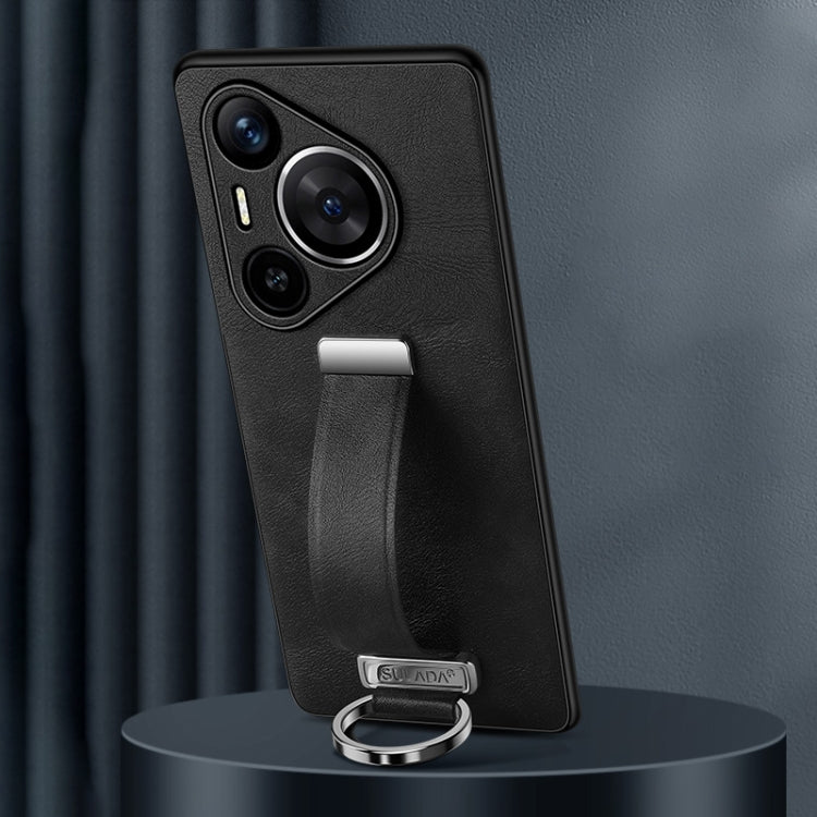 For Huawei Pura 70 SULADA PC Hybrid Leather Texture Skin Feel Shockproof Phone Case(Black) by SULADA