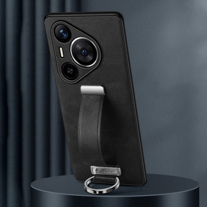 For Huawei Pura 70 SULADA PC Hybrid Leather Texture Skin Feel Shockproof Phone Case(Black) by SULADA