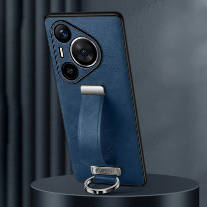 For Huawei Pura 70 SULADA PC Hybrid Leather Texture Skin Feel Shockproof Phone Case(Blue) by SULADA