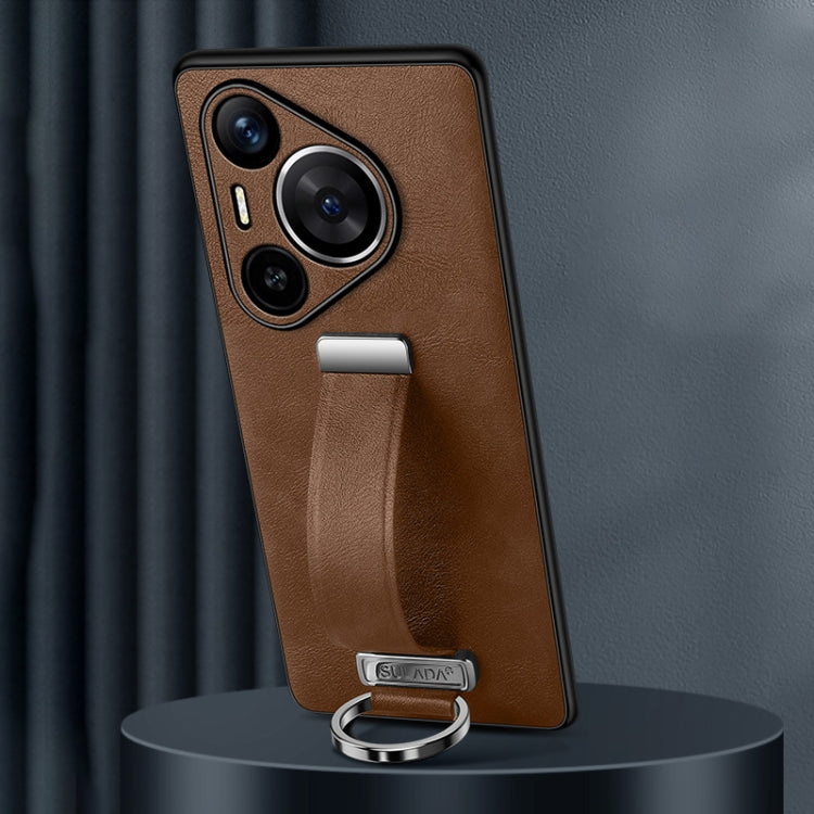 For Huawei Pura 70 SULADA PC Hybrid Leather Texture Skin Feel Shockproof Phone Case(Brown) by SULADA