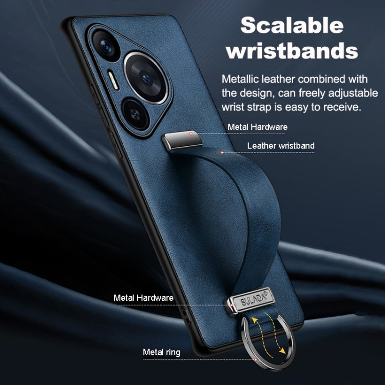 For Huawei Pura 70 SULADA PC Hybrid Leather Texture Skin Feel Shockproof Phone Case(Blue) by SULADA