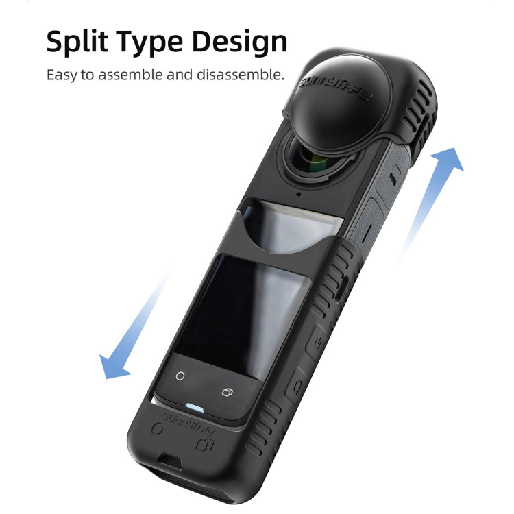 For Insta360 X4 / X5 Sunnylife Silicone Shockproof Case Lens Cover(Black) by Sunnylife