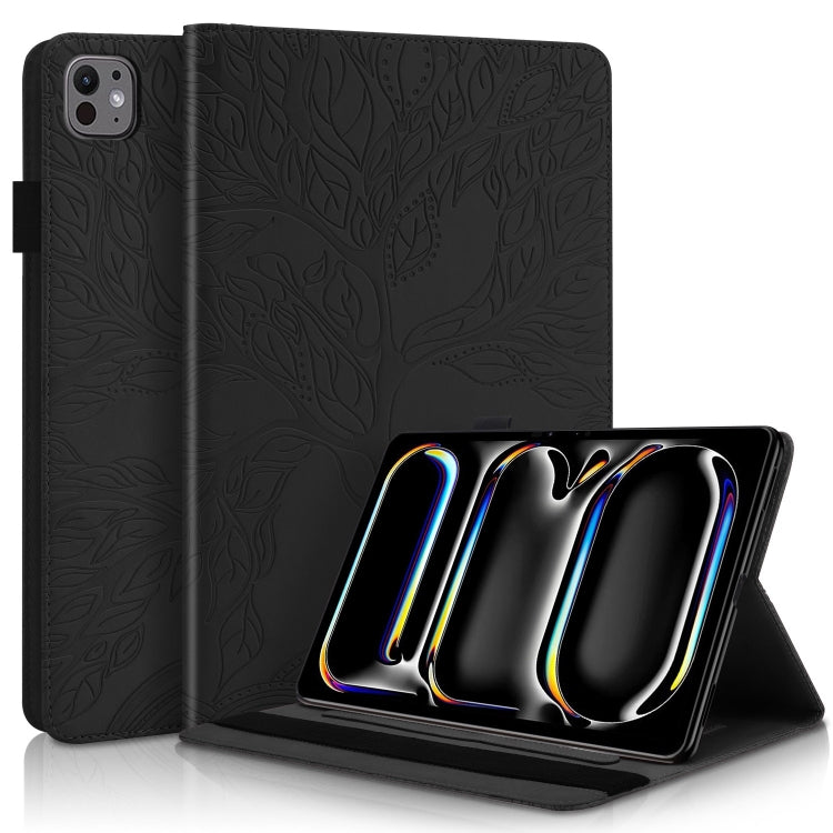 For iPad Pro 13 2025 / 2024 Tree Life Series Embossed Smart Leather Tablet Case(Black) by bashfashion