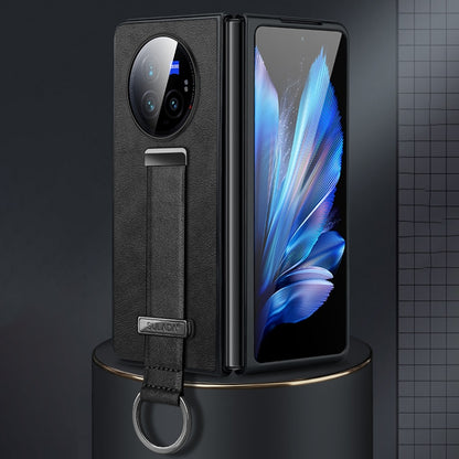 For vivo X Fold3 Pro SULADA PC + Leather Texture Skin Feel Shockproof Phone Case(Black) by SULADA