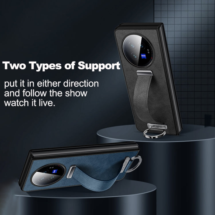 For vivo X Fold3 Pro SULADA PC + Leather Texture Skin Feel Shockproof Phone Case(Black) by SULADA