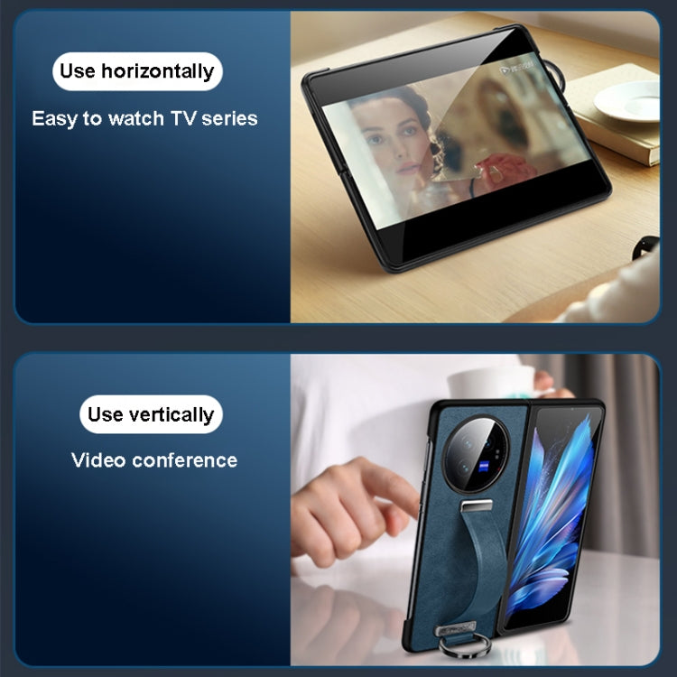 For vivo X Fold3 Pro SULADA PC + Leather Texture Skin Feel Shockproof Phone Case(Black) by SULADA