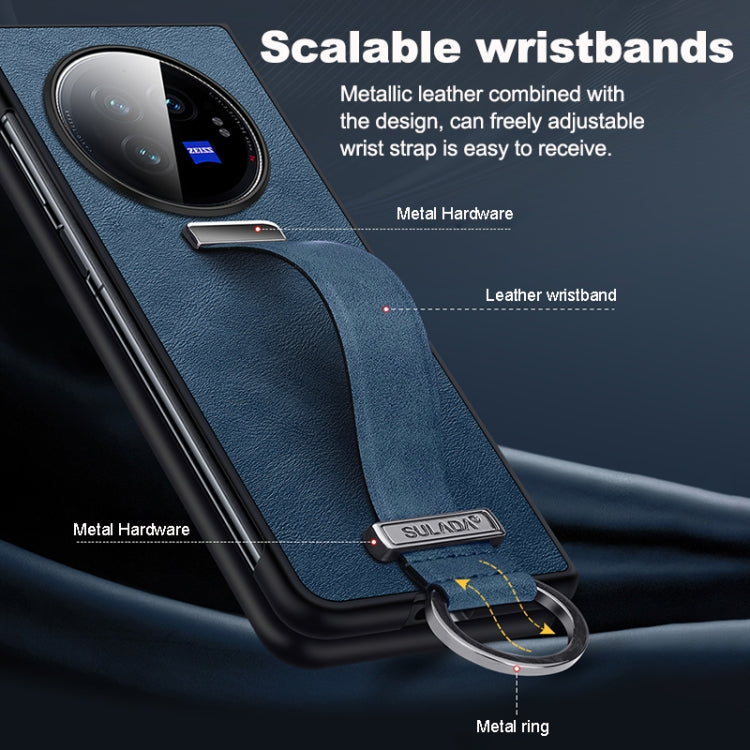 For vivo X Fold3 Pro SULADA PC + Leather Texture Skin Feel Shockproof Phone Case(Black) by SULADA