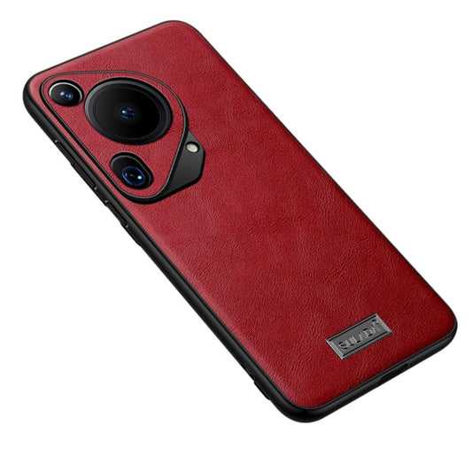 For Huawei Pura 70 Ultra SULADA Shockproof TPU Hybrid Handmade Leather Phone Case(Red) by SULADA
