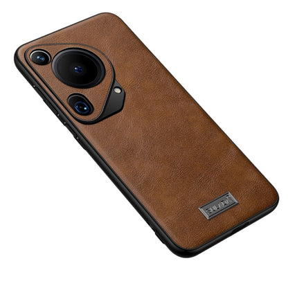 For Huawei Pura 70 Ultra SULADA Shockproof TPU Hybrid Handmade Leather Phone Case(Brown) by SULADA