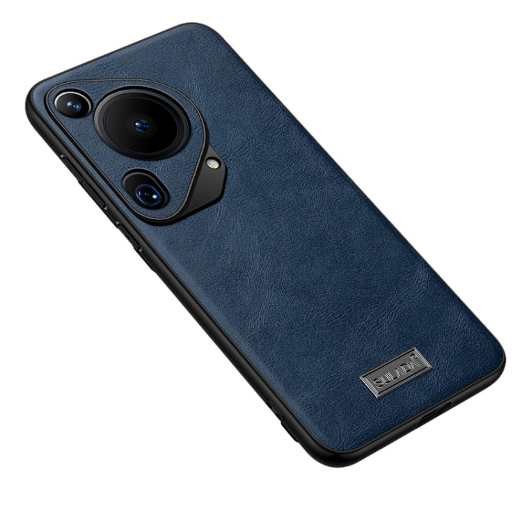 For Huawei Pura 70 Ultra SULADA Shockproof TPU Hybrid Handmade Leather Phone Case(Blue) by SULADA