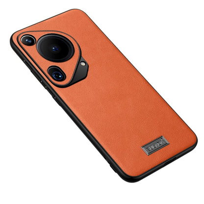 For Huawei Pura 70 Ultra SULADA Shockproof TPU Hybrid Handmade Leather Phone Case(Orange) by SULADA