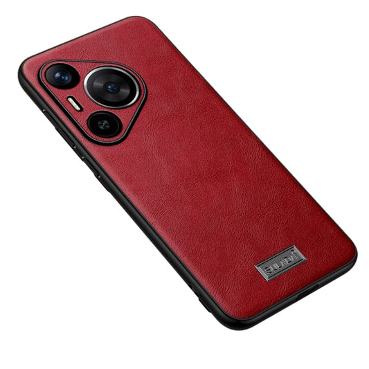 For Huawei Pura 70 SULADA Shockproof TPU Hybrid Handmade Leather Phone Case(Red) by SULADA