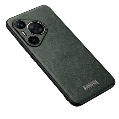 For Huawei Pura 70 SULADA Shockproof TPU Hybrid Handmade Leather Phone Case(Green) by SULADA
