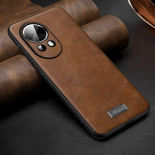 For Huawei nova 12 / nova 13 SULADA Shockproof TPU Hybrid Handmade Leather Phone Case(Brown) by SULADA