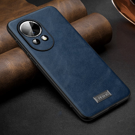 For Huawei nova 12 / nova 13 SULADA Shockproof TPU Hybrid Handmade Leather Phone Case(Blue) by SULADA