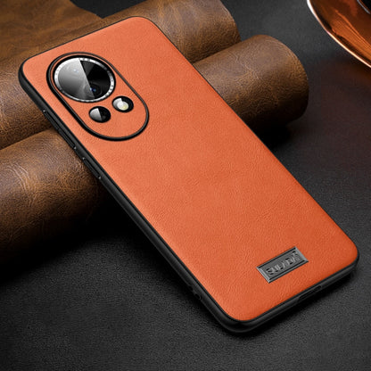 For Huawei nova 12 / nova 13 SULADA Shockproof TPU Hybrid Handmade Leather Phone Case(Orange) by SULADA