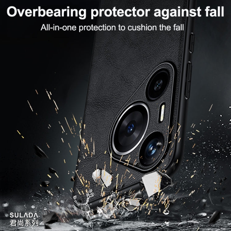 For Huawei Pura 70 SULADA Shockproof TPU Hybrid Handmade Leather Phone Case(Brown) by SULADA