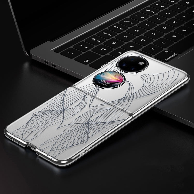 For Huawei P50 Pocket SULADA Electroplated Laser Engraving Texture PC Phone Case(White) by SULADA