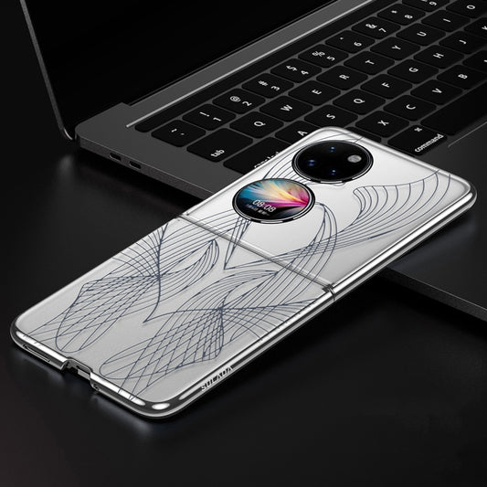 For Huawei P50 Pocket SULADA Electroplated Laser Engraving Texture PC Phone Case(White) by SULADA