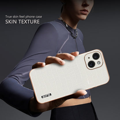 For iPhone 15 AZNS Electroplated Frame Crocodile Texture Full Coverage Phone Case(Green) by AZNS