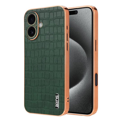 For iPhone 17 AZNS Electroplated Frame Crocodile Texture Full Coverage Phone Case(Green) by AZNS