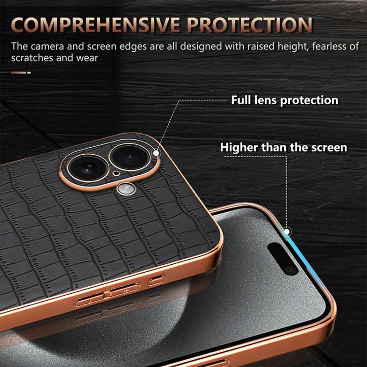 For iPhone 17 AZNS Electroplated Frame Crocodile Texture Full Coverage Phone Case(Green) by AZNS