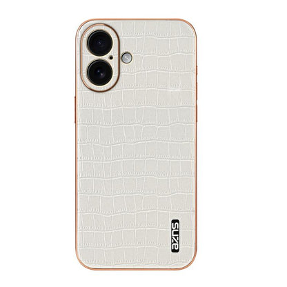 For iPhone 17 AZNS Electroplated Frame Crocodile Texture Full Coverage Phone Case(White) by AZNS