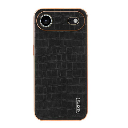For iPhone Air AZNS Electroplated Frame Crocodile Texture Full Coverage Phone Case(Black) by AZNS