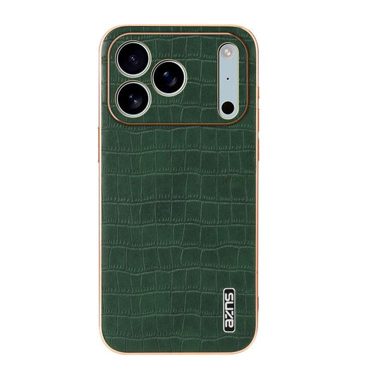 For iPhone 17 Pro AZNS Electroplated Frame Crocodile Texture Full Coverage Phone Case(Green) by AZNS