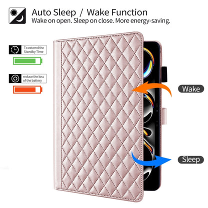 For iPad Pro 11 2025 / 2024 Rhombus Lattice Leather Smart Tablet Case(Rose Gold) by bashfashion