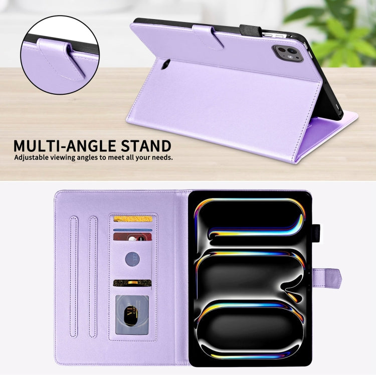 For iPad Pro 11 2025 / 2024 Rhombus Lattice Leather Smart Tablet Case(Purple) by bashfashion