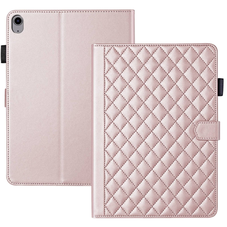 For iPad 2025 / 2022 Rhombus Lattice Leather Smart Tablet Case(Rose Gold) by bashfashion