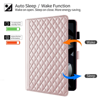 For iPad 2025 / 2022 Rhombus Lattice Leather Smart Tablet Case(Rose Gold) by bashfashion