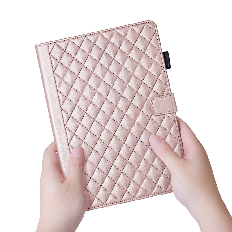 For iPad 10.2 2021 / 2020 / 10.5 Rhombus Lattice Leather Smart Tablet Case(Rose Gold) by bashfashion