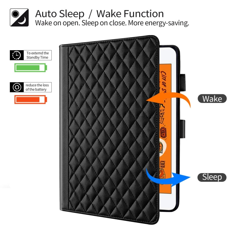 For iPad mini 5 / mini 4 / mini 3 Rhombus Lattice Leather Smart Tablet Case(Black) by bashfashion