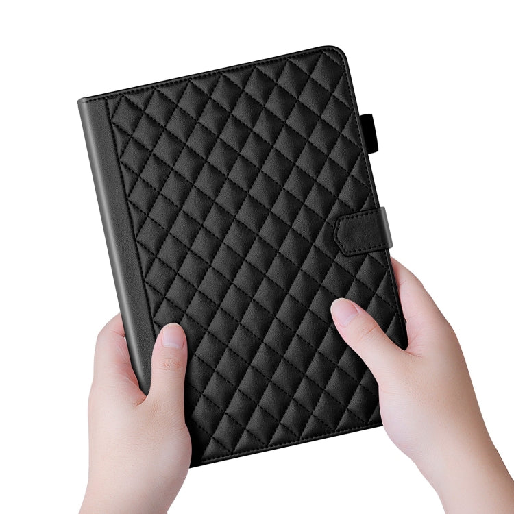 For iPad mini 5 / mini 4 / mini 3 Rhombus Lattice Leather Smart Tablet Case(Black) by bashfashion