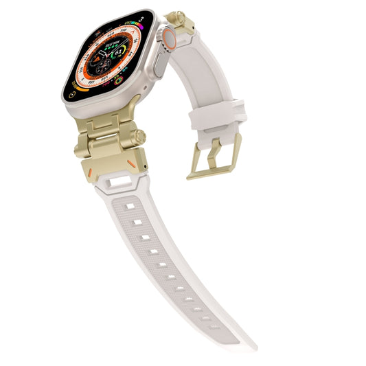 For Apple Watch SE 2023 44mm Stainless Steel Connector TPU Watch Band(Gold Starlight) by bashfashion