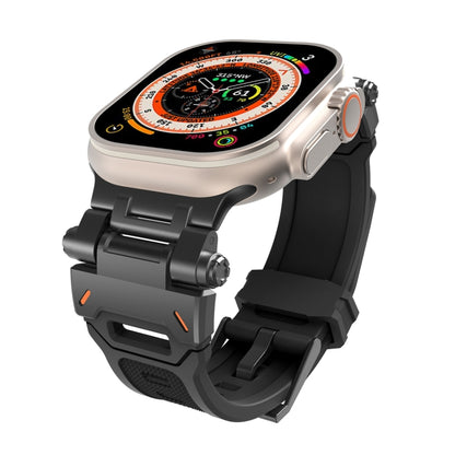 For Apple Watch Ultra 2 49mm Stainless Steel Connector TPU Watch Band(Black Black) by bashfashion