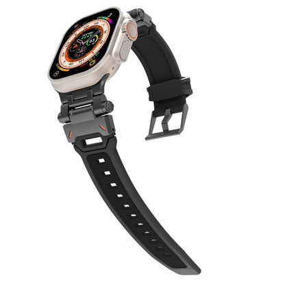 For Apple Watch Ultra 2 49mm Stainless Steel Connector TPU Watch Band(Black Black) by bashfashion