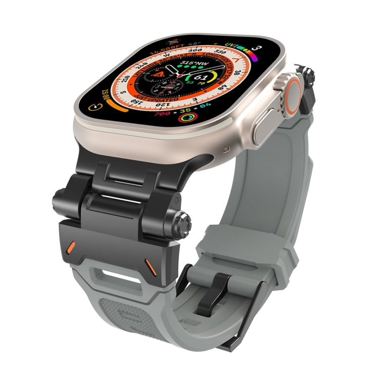 For Apple Watch Ultra 2 49mm Stainless Steel Connector TPU Watch Band(Black Grey) by bashfashion