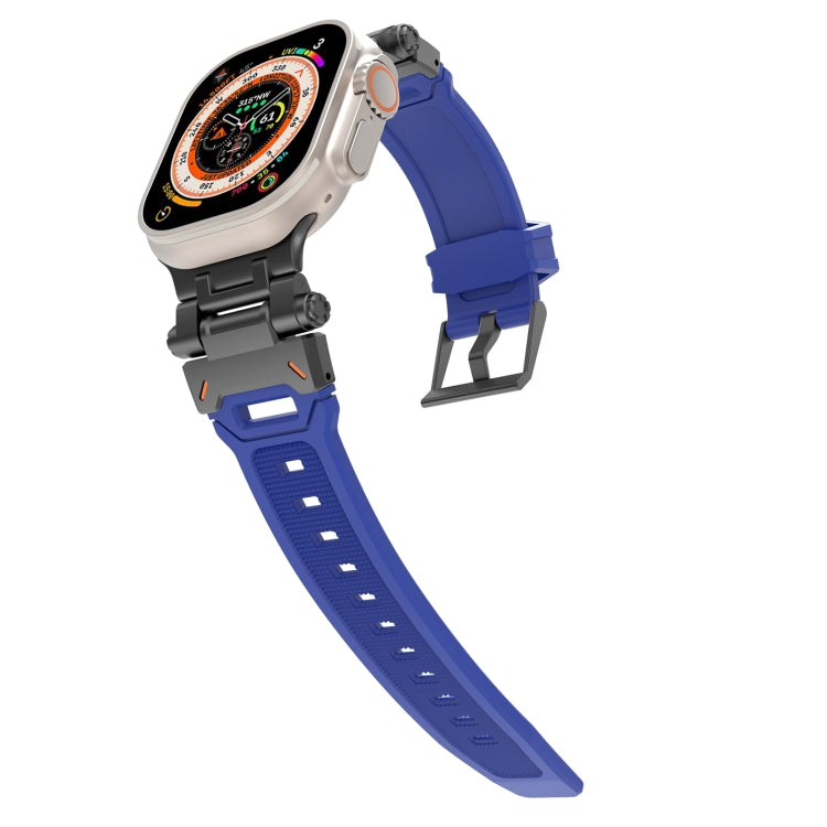 For Apple Watch Ultra 2 49mm Stainless Steel Connector TPU Watch Band(Black Blue) by bashfashion