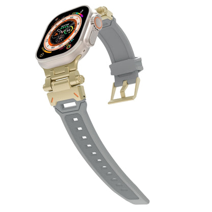 For Apple Watch Ultra 2 49mm Stainless Steel Connector TPU Watch Band(Gold Grey) by bashfashion