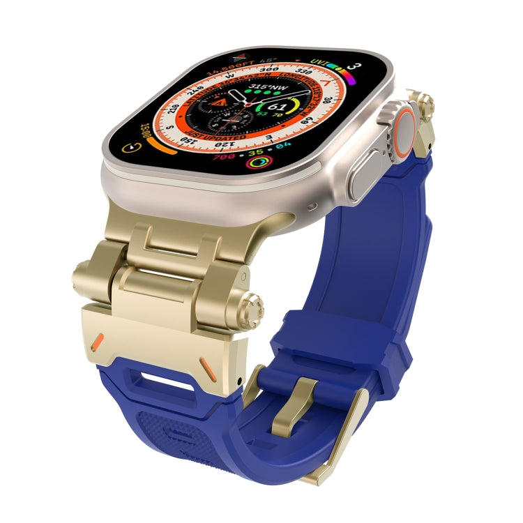 For Apple Watch Ultra 2 49mm Stainless Steel Connector TPU Watch Band(Gold Blue) by bashfashion