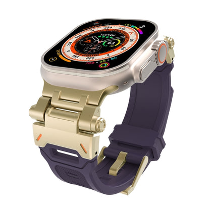 For Apple Watch Ultra 2 49mm Stainless Steel Connector TPU Watch Band(Gold Purple) by bashfashion