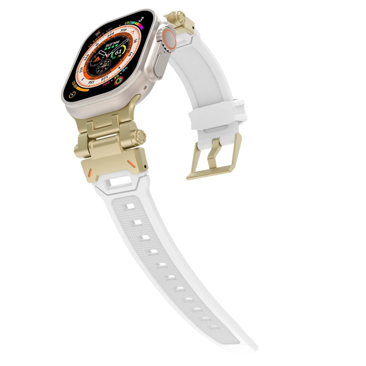 For Apple Watch Ultra 2 49mm Stainless Steel Connector TPU Watch Band(Gold White) by bashfashion